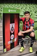 28 September 2016; Conor Powell, Longford Town, pictured with his FIFA 17 SSE Airtricity League Club Pack. Featuring the individual club crest of all 12 Premier Division teams, Irish fans from across the country can show their support and download this special sleeve for free when the game launches this #FIFA17THURSDAY.  Photo by David Maher/Sportsfile
