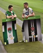 28 September 2016; It’s time to make your mark as EA SPORTS™ celebrates the launch of FIFA 17 in Ireland with the exclusive creation of SSE Airtricity League covers. Pictured at the announcement was  John Dunleavy (Cork City) and Ciarán Kilduff (Dundalk FC). Photo by David Maher/Sportsfile