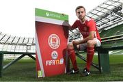 28 September 2016; Ger O'Brien, St.Patrick's Athletic, pictured with his FIFA 17 SSE Airtricity League Club Pack. Featuring the individual club crest of all 12 Premier Division teams, Irish fans from across the country can show their support and download this special sleeve for free when the game launches this #FIFA17THURSDAY.  Photo by David Maher/Sportsfile