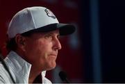 28 September 2016; Phil Mickelson of USA during a press conference ahead of The 2016 Ryder Cup Matches at the Hazeltine National Golf Club in Chaska, Minnesota, USA.