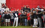28 September 2016; Jordan Spieth of USA plays his second shot on the 10th hole ahead of The 2016 Ryder Cup Matches at the Hazeltine National Golf Club in Chaska, Minnesota, USA. Photo by Ramsey Cardy/Sportsfile