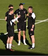 28 September 2016; Dundalk manager Stephen Kenny with players, from left, Dane Massey, Andy Boyle and Brian Gartland during Dundalk Squad Training at Tallaght Stadium in Dublin. Photo by David Maher/Sportsfile