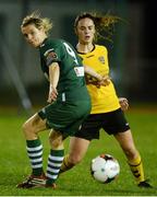 28 September 2016; Valerie Mulcahy of Cork City WFC in action against Ally O’Keeffe of Kilkenny United WFC during the Continental Tyres Women's National League match between Kilkenny United WFC and Cork City WFC at The Watershed in Kilkenny. Photo by Seb Daly/Sportsfile