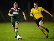 28 September 2016; Ciara Desmond of Cork City WFC in action against Cliodhna Ní She of Kilkenny United WFC during the Continental Tyres Women's National League match between Kilkenny United WFC and Cork City WFC at The Watershed in Kilkenny. Photo by Seb Daly/Sportsfile