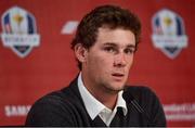 29 September 2016; Thomas Pieters of Europe during a press conference ahead of The 2016 Ryder Cup Matches at the Hazeltine National Golf Club in Chaska, Minnesota, USA. Photo by Ramsey Cardy/Sportsfile