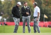 29 September 2016; Europe vice-captains, from left, Padraig Harrinton, Ian Poulter and Sam Torrance during a practice session ahead of The 2016 Ryder Cup Matches at the Hazeltine National Golf Club in Chaska, Minnesota, USA. Photo by Ramsey Cardy/Sportsfile