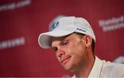 29 September 2016; Danny Willett of Europe during a press conference ahead of The 2016 Ryder Cup Matches at the Hazeltine National Golf Club in Chaska, Minnesota, USA. Photo by Ramsey Cardy/Sportsfile