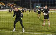29 September 2016; Dundalk goalkeeper Gary Rogers, left, warms up before the UEFA Europa League Group D match between Dundalk and Maccabi Tel Aviv at Tallaght Stadium in Tallaght, Co. Dublin.  Photo by David Maher/Sportsfile
