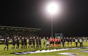 29 September 2016; The teams line up ahead of the UEFA Europa League Group D match between Dundalk and Maccabi Tel Aviv at Tallaght Stadium in Tallaght, Co. Dublin.  Photo by David Maher/Sportsfile