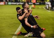 29 September 2016; Ciaran Kilduff, right, of Dundalk  celebrates after scoring his side's first goal with team mate Robbie Benson during the UEFA Europa League Group D match between Dundalk and Maccabi Tel Aviv at Tallaght Stadium in Tallaght, Co. Dublin.  Photo by David Maher/Sportsfile