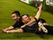 29 September 2016; Ciaran Kilduff, right, of Dundalk  celebrates after scoring his side's first goal with team-mate Robbie Benson during the UEFA Europa League Group D match between Dundalk and Maccabi Tel Aviv at Tallaght Stadium in Tallaght, Co. Dublin. Photo by David Maher/Sportsfile
