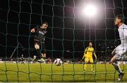 29 September 2016; Ciaran Kilduff of Dundalk scores his side's winning goal during the UEFA Europa League Group D match between Dundalk and Maccabi Tel Aviv at Tallaght Stadium in Tallaght, Co. Dublin.  Photo by David Maher/Sportsfile