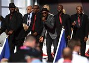 29 September 2016; Singer Aloe Blacc performs during the opening ceremony ahead of The 2016 Ryder Cup Matches at the Hazeltine National Golf Club in Chaska, Minnesota, USA Photo by Ramsey Cardy/Sportsfile