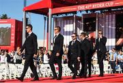 29 September 2016; The European team, led by Justin Rose, left, and Henrik Stenson, make their way in for the opening ceremony ahead of The 2016 Ryder Cup Matches at the Hazeltine National Golf Club in Chaska, Minnesota, USA Photo by Ramsey Cardy/Sportsfile