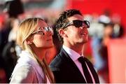 29 September 2016; Rory McIlroy of Europe with his fiancée Erica Stoll during the opening ceremony ahead of The 2016 Ryder Cup Matches at the Hazeltine National Golf Club in Chaska, Minnesota, USA Photo by Ramsey Cardy/Sportsfile