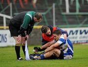 6 February 2011; Robert Kehoe, Laois, is treated for a blood injury after a heavy tackle. Allianz Football League Division 2 Round 1, Laois v Meath, O'Moore Park, Portlaoise. Picture credit: Barry Cregg / SPORTSFILE
