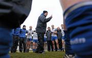 6 February 2011; Monaghan manager Eamon McEneaney speaking to his players after the game. Allianz Football League Division 1 Round 1, Monaghan v Galway, St Tighearnach's Park, Clones, Co. Monaghan. Photo by Sportsfile