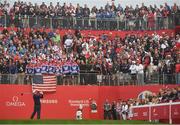 30 September 2016; Andy Sullivan of Europe after his tee shot on the first hole during the morning Foursomes Matches at The 2016 Ryder Cup Matches at the Hazeltine National Golf Club in Chaska, Minnesota, USA. Photo by Ramsey Cardy/Sportsfile