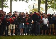 30 September 2016; Phil Mickelson of USA plays their second shot from the rough on the 5th fairway during the morning Foursomes Match against Rory McIlroy and Andy Sullivan of Europe at The 2016 Ryder Cup Matches at the Hazeltine National Golf Club in Chaska, Minnesota, USA. Photo by Ramsey Cardy/Sportsfile