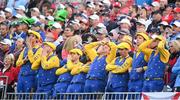 30 September 2016; Fans react to a missed putt by Henrik Stenson of Europe during the morning Foursomes Match against Jordan Spieth and Patrick Reed of USA at The 2016 Ryder Cup Matches at the Hazeltine National Golf Club in Chaska, Minnesota, USA. Photo by Ramsey Cardy/Sportsfile