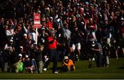 30 September 2016; Patrick Reed of USA celebrates after putting to win the match on the 16th during the morning Foursomes Matches against Justin Rose and Henrik Stenson of Europe at The 2016 Ryder Cup Matches at the Hazeltine National Golf Club in Chaska, Minnesota, USA. Photo by Ramsey Cardy/Sportsfile