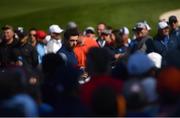 30 September 2016 Rory McIlroy of Europe walks down the 3rd fairway during the afternoon Fourball Match against Dustin Johnson and Matt Kuchar of USA at The 2016 Ryder Cup Matches at the Hazeltine National Golf Club in Chaska, Minnesota, USA. Photo by Ramsey Cardy/Sportsfile