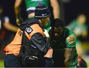 30 September 2016; Niyi Adeolokun of Connacht is treated for an injury in the first half before being substituted during the Guinness PRO12 Round 5 match between Connacht and Edinburgh Rugby at the Sportsground in Galway.  Photo by Piaras Ó Mídheach/Sportsfile