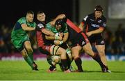 30 September 2016; John Muldoon of Connacht is tackled by Magnus Bradbury, left, and Ross Ford of Edinburgh during the Guinness PRO12 Round 5 match between Connacht and Edinburgh Rugby at the Sportsground in Galway. Photo by Piaras Ó Mídheach/Sportsfile