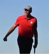 30 September 2016; Matt Kuchar of USA after his putt on the 8th green during the afternoon Fourball Match against Thomas Pieters and Rory McIlroy of Europe at The 2016 Ryder Cup Matches at the Hazeltine National Golf Club in Chaska, Minnesota, USA. Photo by Ramsey Cardy/Sportsfile