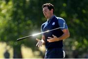 30 September 2016 Rory McIlroy of Europe reacts after missing a putt on the 2nd during the afternoon Fourball Match against Dustin Johnson and Matt Kuchar of USA at The 2016 Ryder Cup Matches at the Hazeltine National Golf Club in Chaska, Minnesota, USA. Photo by Ramsey Cardy/Sportsfile Photo by Ramsey Cardy/Sportsfile