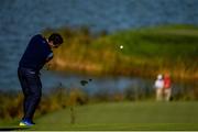 30 September 2016 Rory McIlroy of Europe during the afternoon Fourball Match against Dustin Johnson and Matt Kuchar of USA at The 2016 Ryder Cup Matches at the Hazeltine National Golf Club in Chaska, Minnesota, USA.  Photo by Ramsey Cardy/Sportsfile