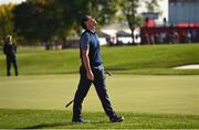 30 September 2016; Rory McIlroy of Europe reacts after missing a shot on the 9th during the afternoon Fourball Match against Dustin Johnson and Matt Kuchar of USA at The 2016 Ryder Cup Matches at the Hazeltine National Golf Club in Chaska, Minnesota, USA. Photo by Ramsey Cardy/Sportsfile Photo by Ramsey Cardy/Sportsfile