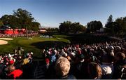 1 October 2016; USA fans celebrate a putt by Phil Mickelson of USA on the ninth hole during the morning Foursome Match against Rickie Fowler and Phil Mickelson of USA at The 2016 Ryder Cup Matches at the Hazeltine National Golf Club in Chaska, Minnesota, USA. Photo by Ramsey Cardy/Sportsfile