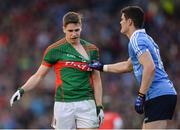 1 October 2016; Diarmuid Connolly of Dublin holds the jersey of Lee Keegan of Mayo during the GAA Football All-Ireland Senior Championship Final Replay match between Dublin and Mayo at Croke Park in Dublin. Photo by Piaras Ó Mídheach/Sportsfile