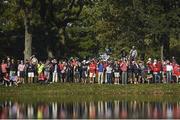 1 October 2016; Supporters watch on at the 12th fairway during the Rory McIlroy and Thomas Pieters of Europe Foursome Match against Rickie Fowler and Phil Mickelson of USA at The 2016 Ryder Cup Matches at the Hazeltine National Golf Club in Chaska, Minnesota, USA. Photo by Ramsey Cardy/Sportsfile