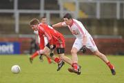 6 February 2011; Declan Mullan, Derry, in action against Sean Cavanagh, Tyrone. Allianz Football League Division 2 Round 1, Derry v Tyrone, Celtic Park, Derry. Picture credit: Oliver McVeigh  / SPORTSFILE