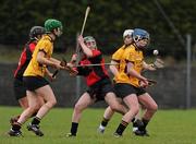 6 February 2011; Marie Duane, Killimor, in action against Tanya Stamp, Oulart-the-Ballagh. All-Ireland Senior Camogie Club Championship Semi-Final, Killimor v Oulart-the-Ballagh, Duggan Park, Ballinasloe, Co. Galway. Picture credit: Brian Lawless / SPORTSFILE