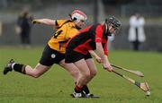 6 February 2011; Shauna Sinnott, Oulart-the-Ballagh, in action against Claire Conroy, Killimor. All-Ireland Senior Camogie Club Championship Semi-Final, Killimor v Oulart-the-Ballagh, Duggan Park, Ballinasloe, Co. Galway. Picture credit: Brian Lawless / SPORTSFILE