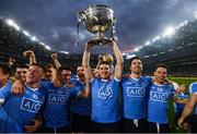 1 October 2016; Dublin's Diarmuid Connolly, centre, and team mates celebrate with the Sam Maguire cup after the GAA Football All-Ireland Senior Championship Final Replay match between Dublin and Mayo at Croke Park in Dublin. Photo by Stephen McCarthy/Sportsfile