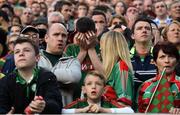 1 October 2016; Mayo supporters near the end of play during the GAA Football All-Ireland Senior Championship Final Replay match between Dublin and Mayo at Croke Park in Dublin. Photo by Cody Glenn/Sportsfile