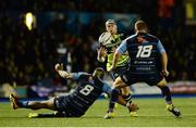 1 October 2016; Rhys Ruddock of Leinster is tackled by Nick Williams, left, of Cardiff Blues during the Guinness PRO12 Round 5 match between Cardiff Blues and Leinster at the BT Sport Cardiff Arms Park in Cardiff, Wales. Photo by Seb Daly/Sportsfile
