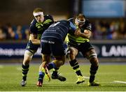 1 October 2016; Nick Williams of Cardiff Blues is tackled by Dan Leavy, left, and Rhys Ruddock of Leinster during the Guinness PRO12 Round 5 match between Cardiff Blues and Leinster at the BT Sport Cardiff Arms Park in Cardiff, Wales. Photo by Seb Daly/Sportsfile