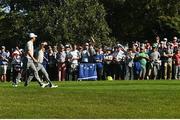 1 October 2016; Rory McIlroy and Thomas Pieters of Europe on the 8th fairway during the morning Foursome Match against Rickie Fowler and Phil Mickelson of USA at The 2016 Ryder Cup Matches at the Hazeltine National Golf Club in Chaska, Minnesota, USA. Photo by Ramsey Cardy/Sportsfile