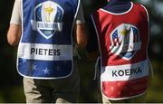 1 October 2016; European and American caddies during the afternoon Fourball Matches at The 2016 Ryder Cup Matches at the Hazeltine National Golf Club in Chaska, Minnesota, USA. Photo by Ramsey Cardy/Sportsfile