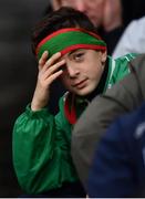 1 October 2016; A young Mayo supporter watches the final moments of the GAA Football All-Ireland Senior Championship Final Replay match between Dublin and Mayo at Croke Park in Dublin. Photo by Brendan Moran/Sportsfile