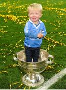 1 October 2016; Aidan Bastick, aged 1, son of Dublin's Denis Bastick, with the Sam Maguire Cup after  the GAA Football All-Ireland Senior Championship Final Replay match between Dublin and Mayo at Croke Park in Dublin. Photo by Sam Barnes/Sportsfile