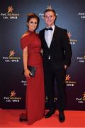 3 November 2017; Down footballer Caolan Mooney with Adair Trainor upon arrival at the PwC All Stars 2017 at the Convention Centre in Dublin. Photo by Brendan Moran/Sportsfile