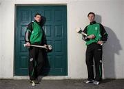 9 February 2011; O'Loughlin Gaels' players Brian Hogan, right, and Martin Comerford, right with coach Andy Comerford at a press conference ahead of their AIB GAA hurling All-Ireland senior club championship semi-final against Loughgiel Shamrocks on Saturday the 19th of February. AIB Club Championship Semi-Final Press Conference, O'Loughlin Gaels Club, Kilkenny. Photo by Sportsfile