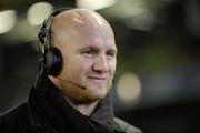 8 February 2011; Former Welsh International John Hartson working for Welsh television during half time. Carling Four Nations Tournament, Republic of Ireland v Wales, Aviva Stadium, Lansdowne Road, Dublin. Picture credit: Barry Cregg / SPORTSFILE