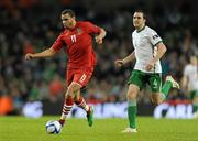 8 February 2011; Hal Robson-Kanu, Wales, in action against John O'Shea, Republic of Ireland. Carling Four Nations Tournament, Republic of Ireland v Wales, Aviva Stadium, Lansdowne Road, Dublin. Picture credit: Barry Cregg / SPORTSFILE